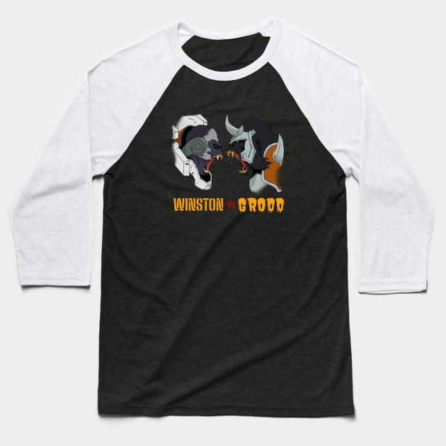 Winston VS Grodd Baseball T-Shirt by Notorious Steampunk